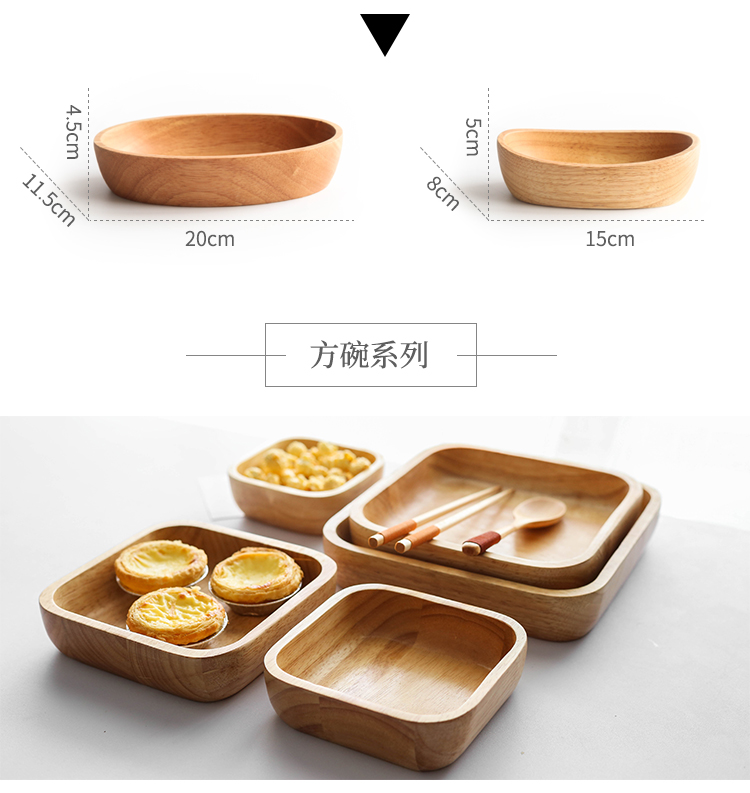 Khay gỗ Nhật Bản gỗ cao su hình chữ nhật đĩa vuông nhà hàng khách sạn nhà hàng đĩa gỗ tấm trái cây khay trà - Tấm đũa gỗ cao cấp xuất khẩu