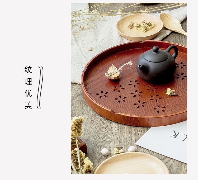 Khay khách sạn vòng nhà hàng phục vụ khay khay trà khay cốc phong cách Nhật Bản rắn tấm gỗ khay gỗ khay lưu trữ khay trà bằng gỗ