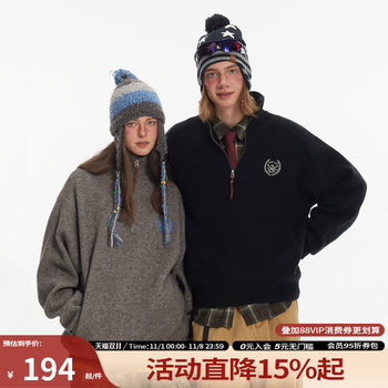 Mr. jiangnan college style half-zipper stand-up collar sweater Mr. jiangnan college style half-zipper stand-up collar sweater