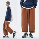 江南先生 Осенние японские цветные ретро трендовые штаны, свободный прямой крой, в корейском стиле