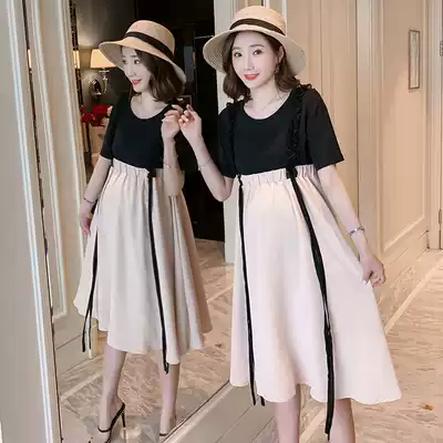 Pregnant women fashion summer suit Net red two-piece temperament hug baby bag chiffon pregnant women dress dress dress dress tide