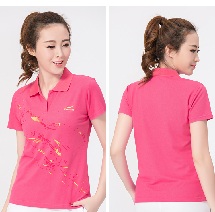 Mùa hè mới cỡ lớn nữ thể thao giản dị tay áo ngắn nửa tay áo vuông đội nhảy thể dục dụng cụ tùy chỉnh áo sơ mi POLO áo phông áo phông polo