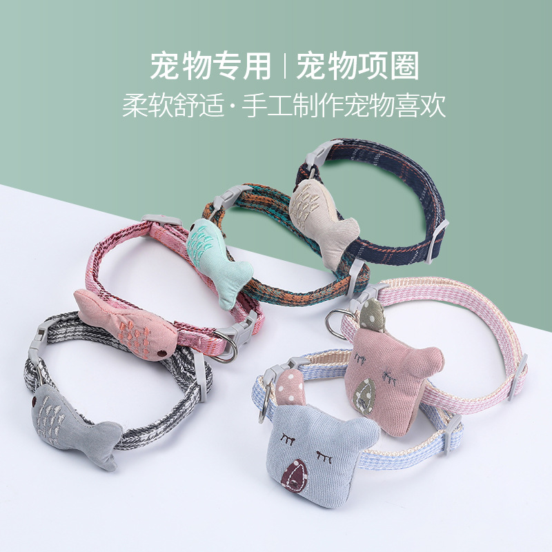 2020 Neighbors Petty Cat Grey Small Fish New Pet Collar Knots Cartoon Cat Pooch Kitty Neckline Cat Ornaments