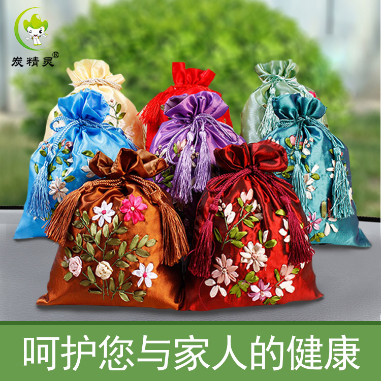 Embroidered bamboo charcoal bag car used in addition to taste formaldehyde New house Home wardrobe Home Furniture Activated Charcoal Bag Room Hem