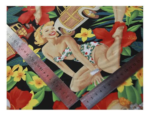 Handmade vải tự làm retro cotton in căng quần áo poplin vải đen bãi biển cô gái nửa giá vải tweet