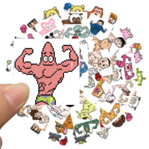 50 Pixel Wind Cartoon Muscle Character Collage Classic Laptop Electric Car Suitcase Stickers