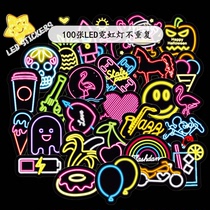 LED neon personality suitcase helmet trolley case stickers mobile phone laptop cartoon graffiti stickers