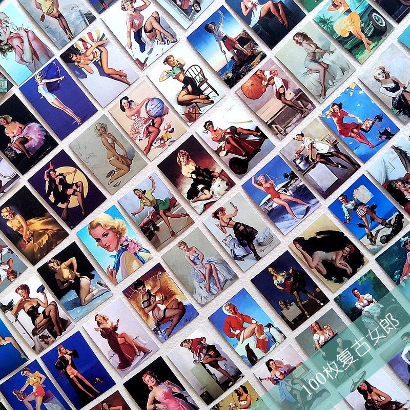 100 Vintage Girl Sexy Waterproof Beauty Luggage Case Notebook Computer Mobile Phone Skateboard Sticker