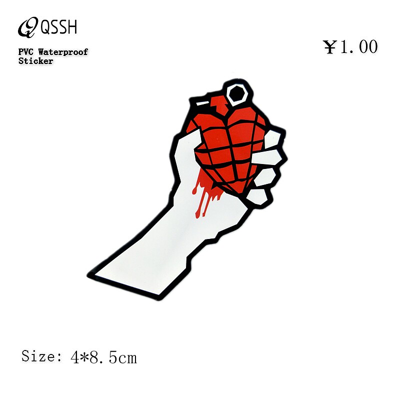 Single pinch heart funny creative waterproof stickers luggage trolley case skateboard travel laptop stickers