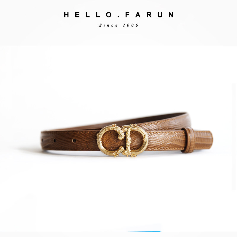 Alligator - tattooed retro fur belt 2022 new dress coat belt female decorative skirt belt