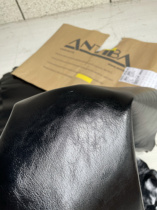 Italian antiba black wrinkled patent goatskin genuine leather material 1 1mm or so soft