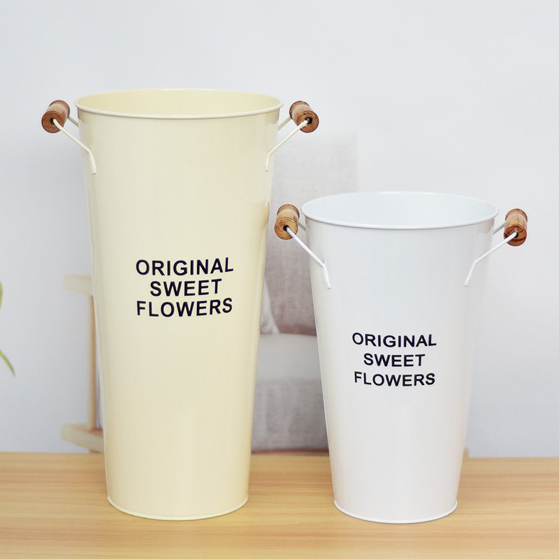 Iron Arts Awakening Buckets Flower boutiques flowers flower arrangements Container European-style minima Home Decorative Vase Pendulum with baking lacquered dried flower casks-Taobao