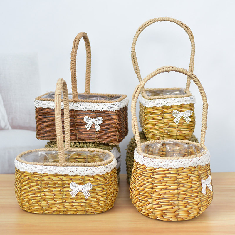 Handmade weaving Mother's Day Handmade basket Au style fields Simulation Vines Flower Arrangements Flowers Flower Arrangements Basket Gift Basket Water Fruit Basket-Taobao