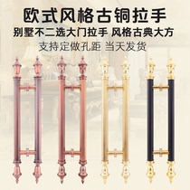 Gate winter melon head handle European antique glass handle wooden door retro red bronze stainless steel crown head