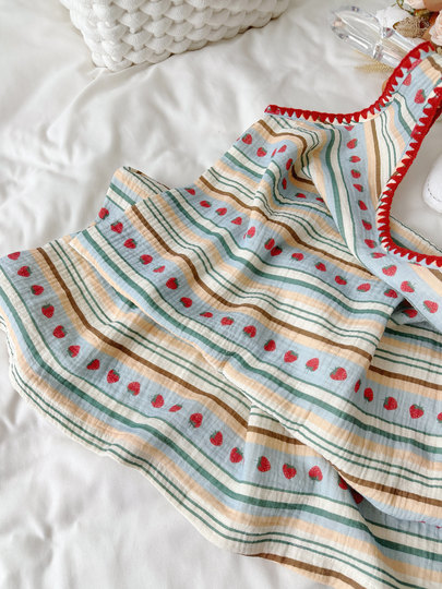 Korean Style Sweet Printed Women's Summer Camisole Baby Cotton Gauze Nightdress 2025 New Model Can Be Worn Outside Home Dress