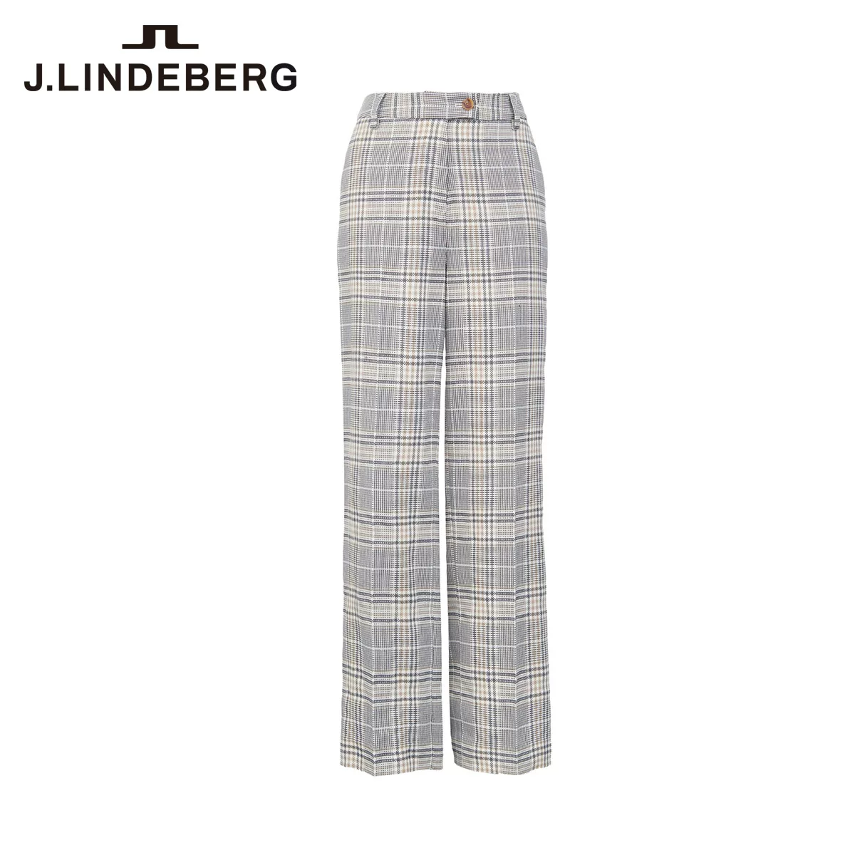 Плотные женские брюки с рисунком в клетку весной от JLINDEBERG Jin Lindberg, прямые, широкие штанины, брюки в стиле костюма