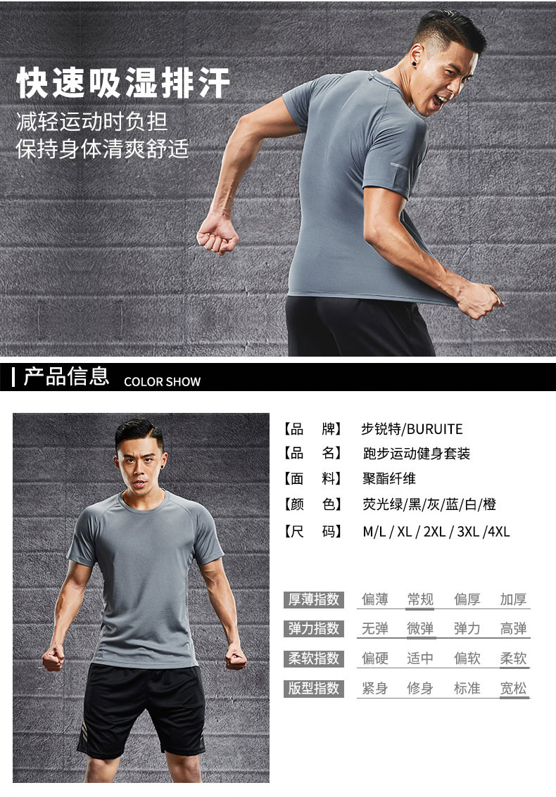 Bộ đồ thể thao nam mùa hè quần áo chạy nhanh quần áo mặc giản dị tập gym ngắn tay ngắn hai mảnh mùa hè mỏng - Thể thao sau bộ adidas nam