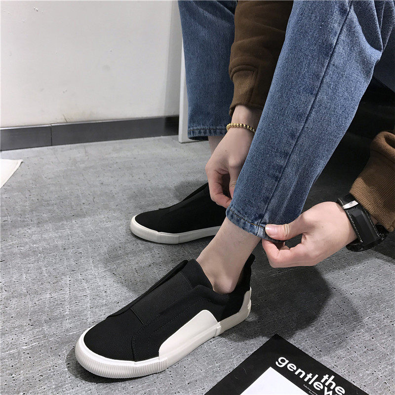 Back Street Fashion Korean version Canvas Shoes Sloth a foot pedal Men's shoes personality 100 Ride Tide Street Casual Shoes Man Tide-Taobao