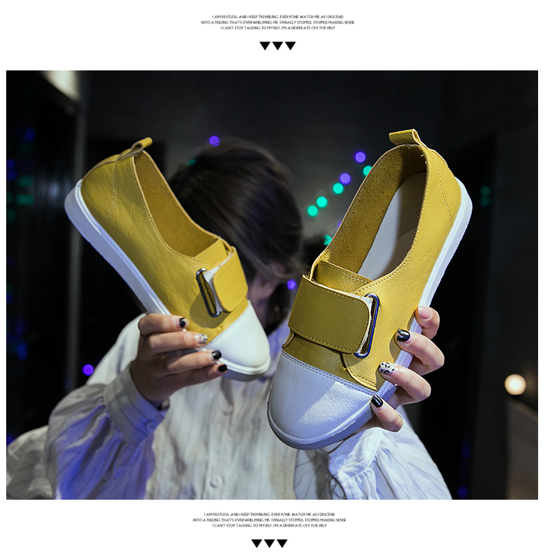Giày trắng nhỏ nữ 2019 xuân mới thời trang hoang dã kim cương giả bình thường Velcro gió phẳng thấp để giúp giày đơn - Giày cắt thấp boot cao cổ nữ