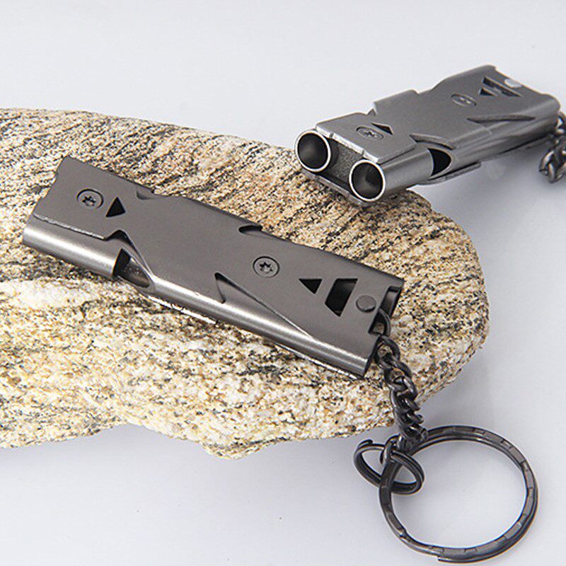 Stainless Steel Outdoor Camping Lifesaving Whistles High Frequency Whistle for survival Double bore Sonic Whistle Basketball Referee Whistle