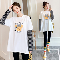 Online Red Pregnant Woman Spring Clothing Suit Fashion style 2021 New wave spicy mother Personality Pregnancy Woman dress Spring and Autumn Clothes Girl