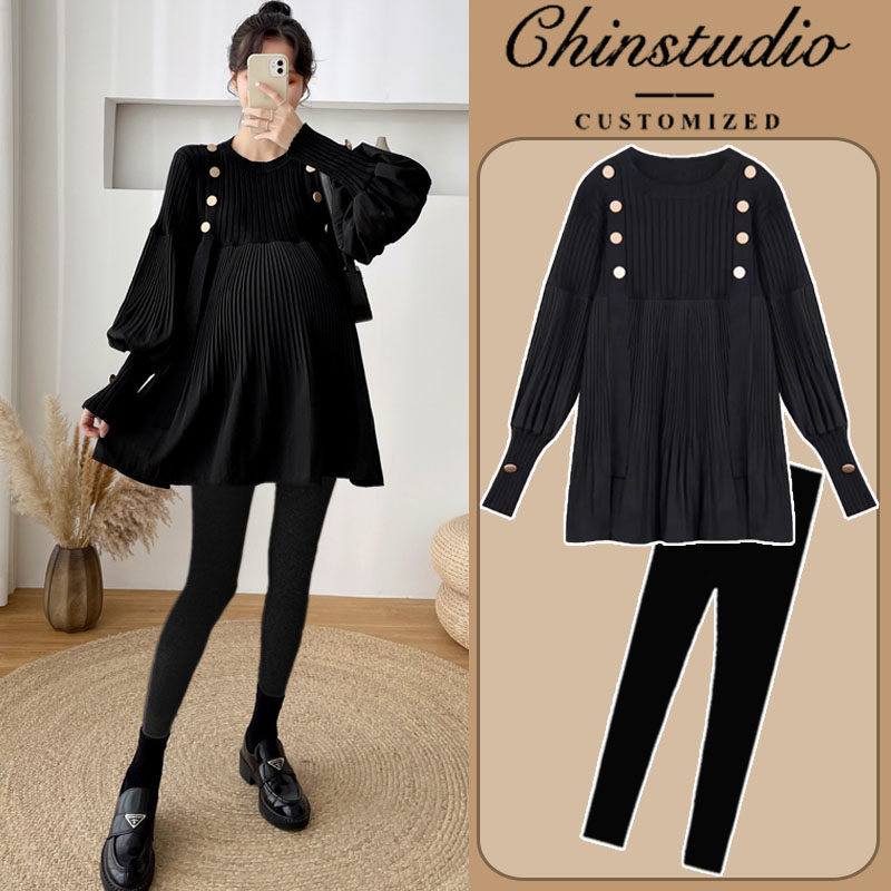 Maternity Autumn Suits Fashion Western Style Age Reduction 2021 European and American Style Maternity Clothing Spring and Autumn New Maternity Dresses