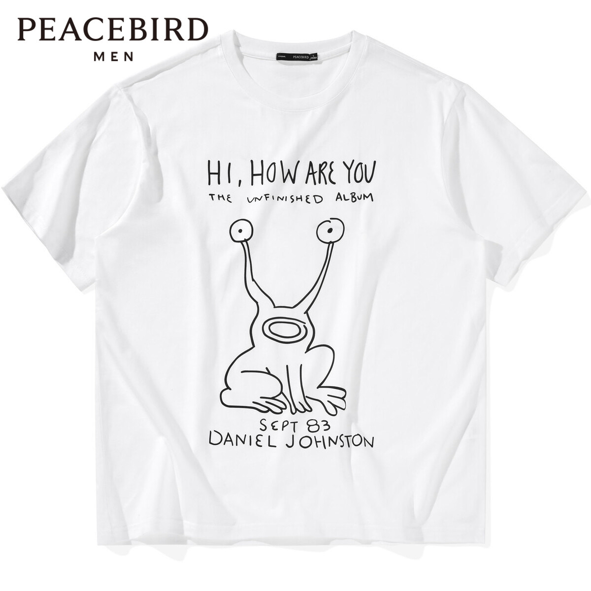 Taiping Bird Men's Clothing 2022 Summer New White Round-collar Printed T-shirt BYDAB2X08