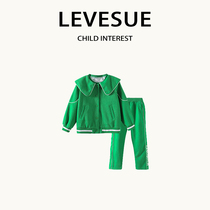 Levesue Girls' Autumn Clothing New 2022 Autumn Casual Sports Big Kids Tops Pants 3 Pieces Sets