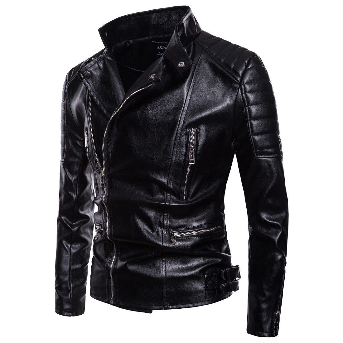 Autumn jacket for men's boarder fitted with new men's cari leather clothes locomotive Turned Fashion Leather Kharemo leather clothes