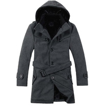 European and American agents trench coat men thickened medium and long coat Korean version of clothing jacket coat star coat tide brand woolen cloth