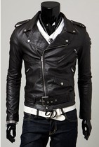 Foreign trade men's punk clothing men's motorcycle rock leather jacket slim casual stand collar Harley slant zipper leather