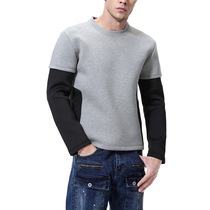 Tide Card Splicing Long Sleeves Space Suit Cotton Round Collar Sweatshirt Male Autumn Winter Thickened Loose Casual Upper Clothing Jacket