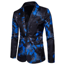 Casual Suit Men's Flame Flower Small Suit Trend Slim Fit Performance Suit Single West Coat Men's Fashion Night Shop Dress