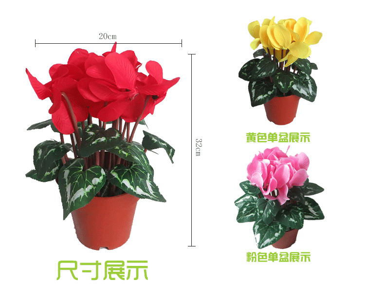 Đặc biệt cung cấp mô phỏng cyclamen hoa giả chậu cảnh phòng khách trang trí nhà máy hoa giường giả chậu hoa năm mới với chậu nhựa hoa - Hoa nhân tạo / Cây / Trái cây đào giả