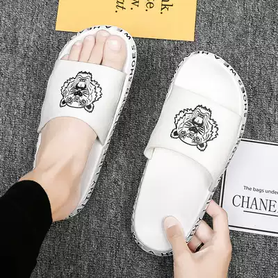One-character slippers men's summer new trend wearing men's leather sandals outdoor non-slip wear-resistant household pedal