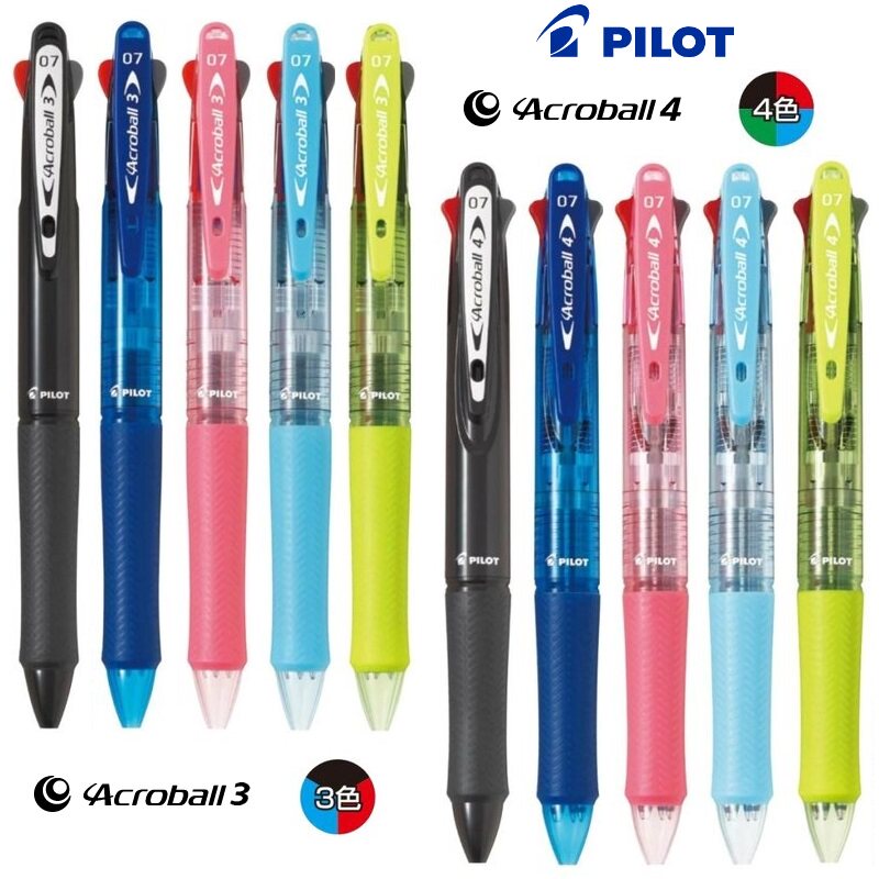 Japan PILOT BAGRA ACROBALL 0 7mm GLIDE 3 COLOR 4 COLOR BALLPOINT PEN BKAB-40F BKAB-45F