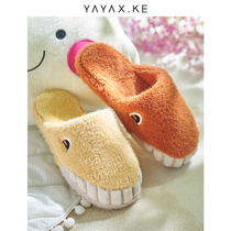 Autumn Winter Home Small Shark Children Cotton Slippers Domestic Boy Girl Plush Warm Non-slip Indoor CUHK Tong