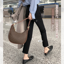 Pregnant women jeans children wear black thin nine smoke pipe belly straight pants autumn and winter plus velvet thickened