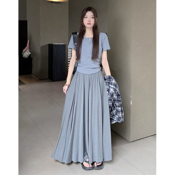 Maternity dress modal skirt summer adjustable high waist spring and autumn umbrella skirt loose slim a-line mid-length skirt