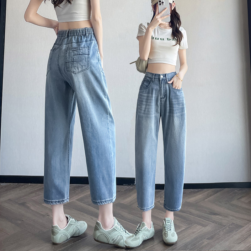 Plus-Size Elastic Waist Summer Thin Cropped Denim Pants for Women, 2026 New Style, Wide-Leg Slimming High-Waisted Capri Pants Plus-Size Elastic Waist Summer Thin Cropped Denim Pants for Women, 2026 New Style, Wide-Leg Slimming High-Waisted Capri Pants