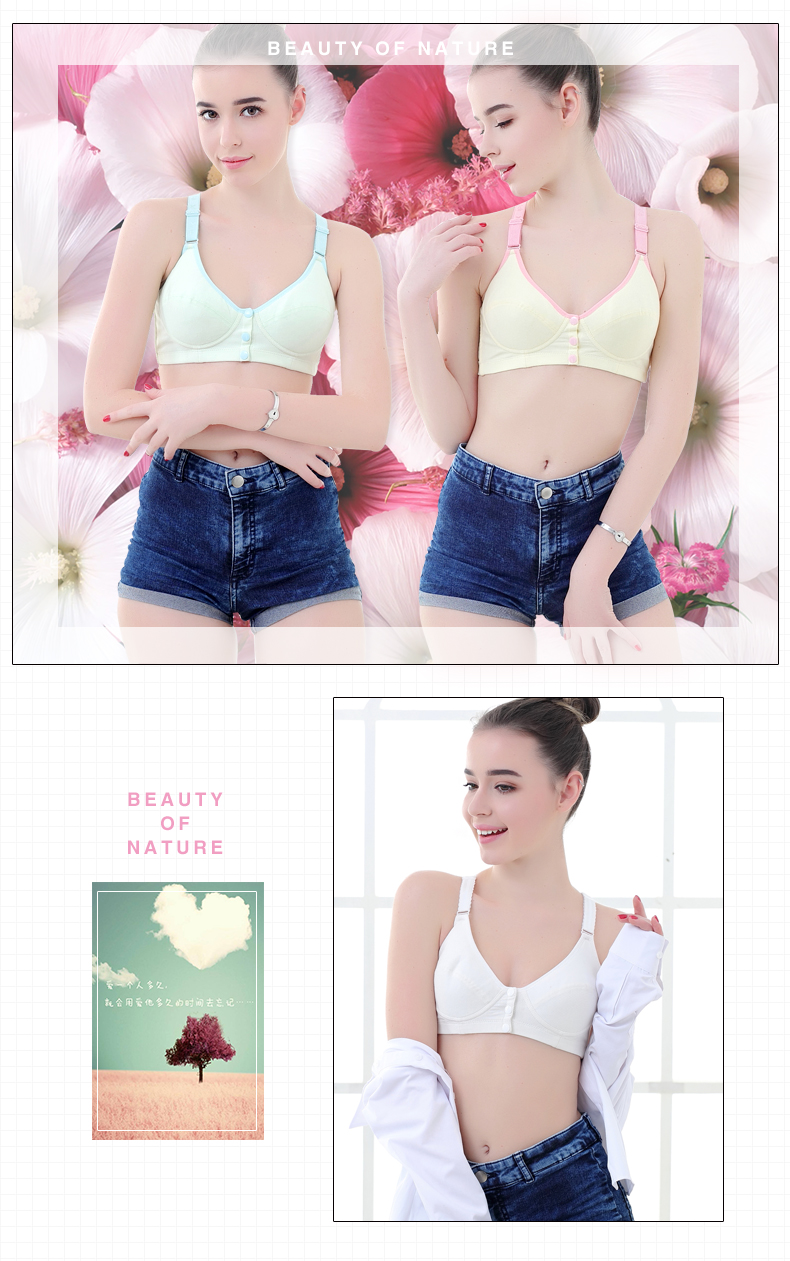 Sanzo Eslite phía trước khóa áo ngực bằng cotton mỏng không có vòng thép áo ngực nữ sinh trung học đồ lót áo bra đẹp