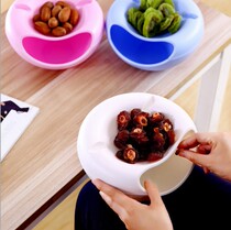 Plastic round lazy fruit plate eating melon seeds artifact detachable double candy plate candied fruit fruit storage box