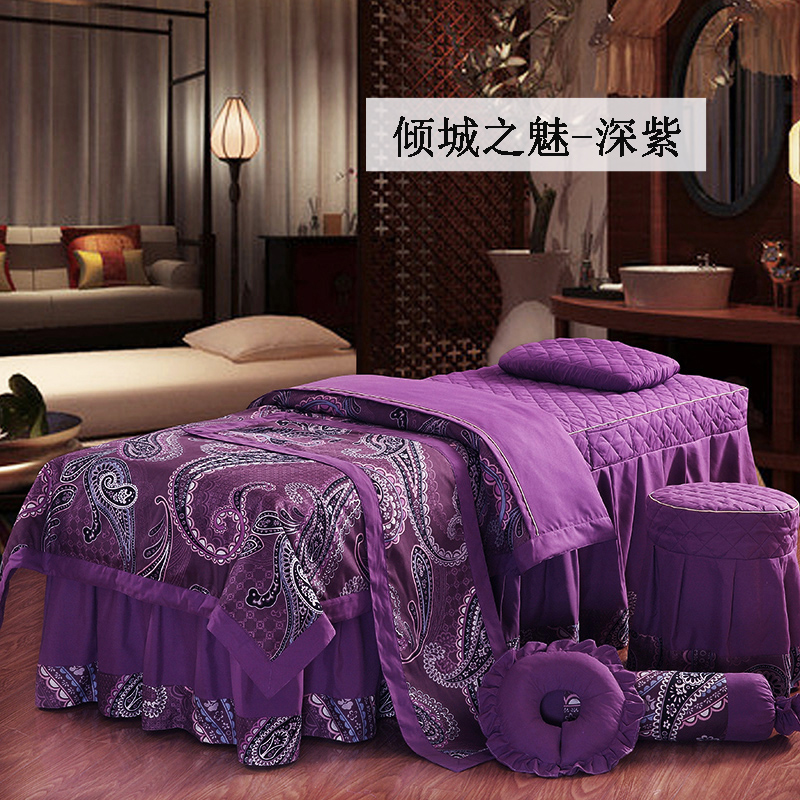 Jin Yuxin vẻ đẹp trải giường bốn bộ màu rắn dày cơ thể cát massage giường bìa khử trùng ren giường bìa