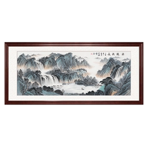 Hand-painted traditional Chinese painting with a long history of mountains and rivers living room and office ink and wash elegant background hanging painting cornucopia dark green decorative painting