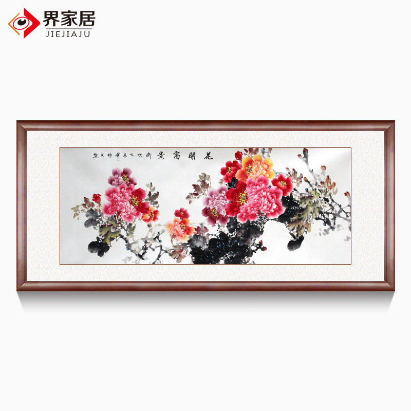 Home Peony Painting Living Room Country Painting Flowers Open Rich office Hand painted real track Decorative Painting with frame-Taobao