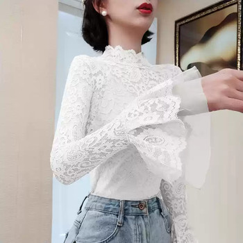 Women's lace bottoming shirt plus velvet slim fit and versatile top