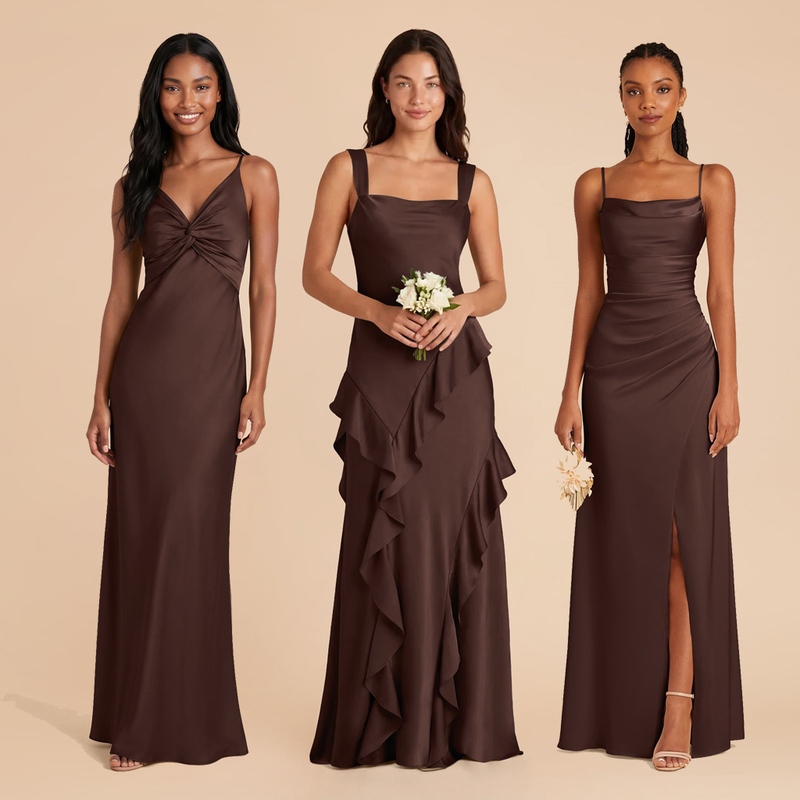 Bridesmaid Dress in Coffee Color, Espresso, Elegant and Graceful, Silky Long Satin Evening Gown, Evening Wear, Bridesmaid Bridesmaid Dress in Coffee Color, Espresso, Elegant and Graceful, Silky Long Satin Evening Gown, Evening Wear, Bridesmaid