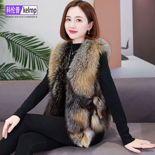 Pure red fox fur vest imported whole fur coat