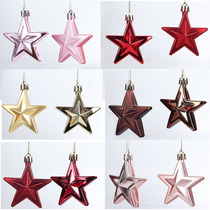 New hot-selling Christmas decorations electroplated plastic five-pointed star bright matte Christmas tree pendant pendant in stock