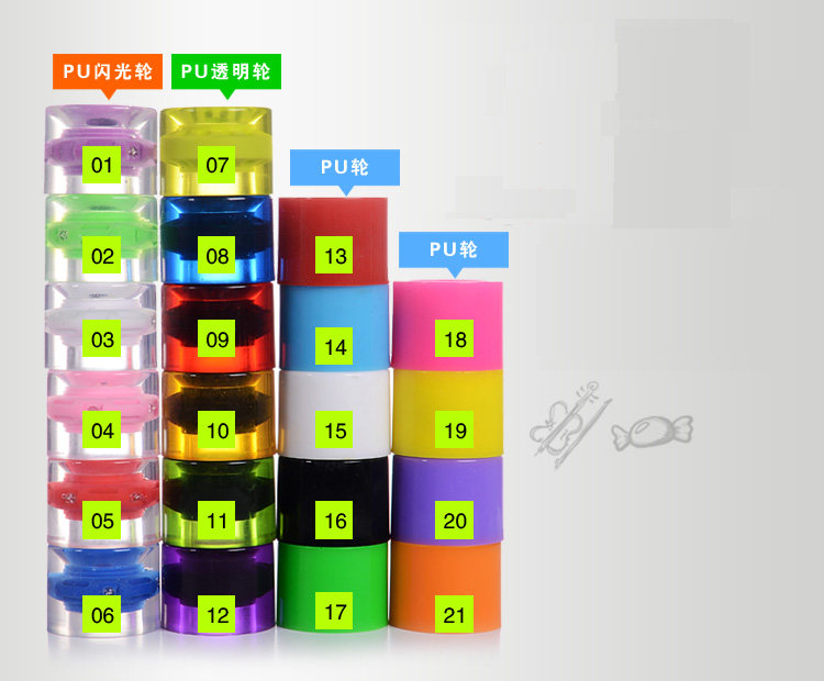 PU small fish board wheel banana board small fish skateboard wheel accessories universal colorful wheel LED light-emitting wheel flash wheel